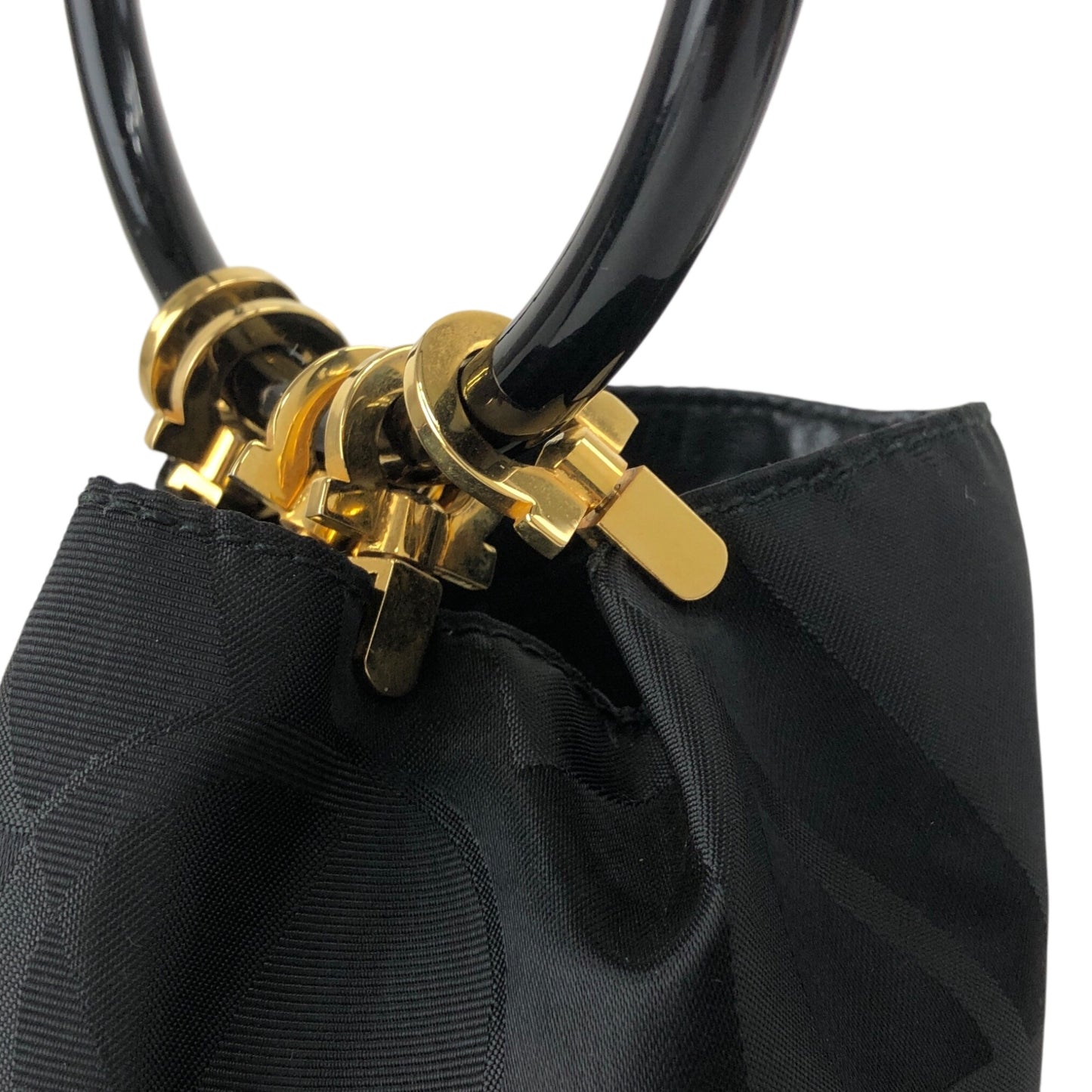 Salvatore Ferragamo Gancini Drawstring Small Handbag Black Vintage tigpxb