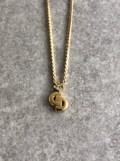 Christian Dior CD Logo Necklace Gold Vintage a4e5gp