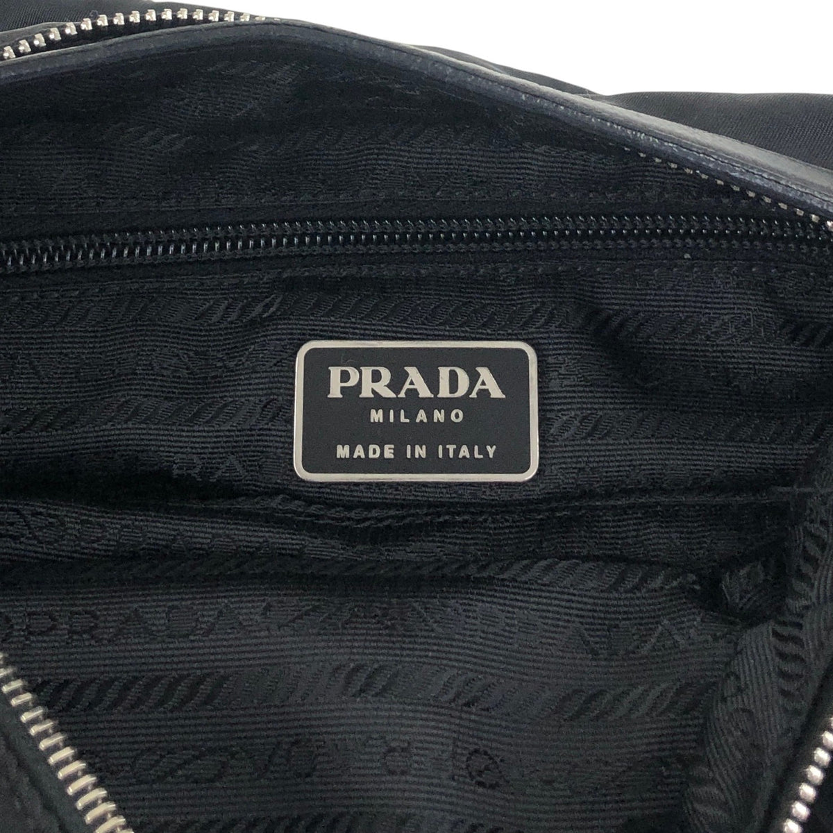 PRADA Tessuto Triangle Logo Shoulder bag Black Vintage 7c33nu