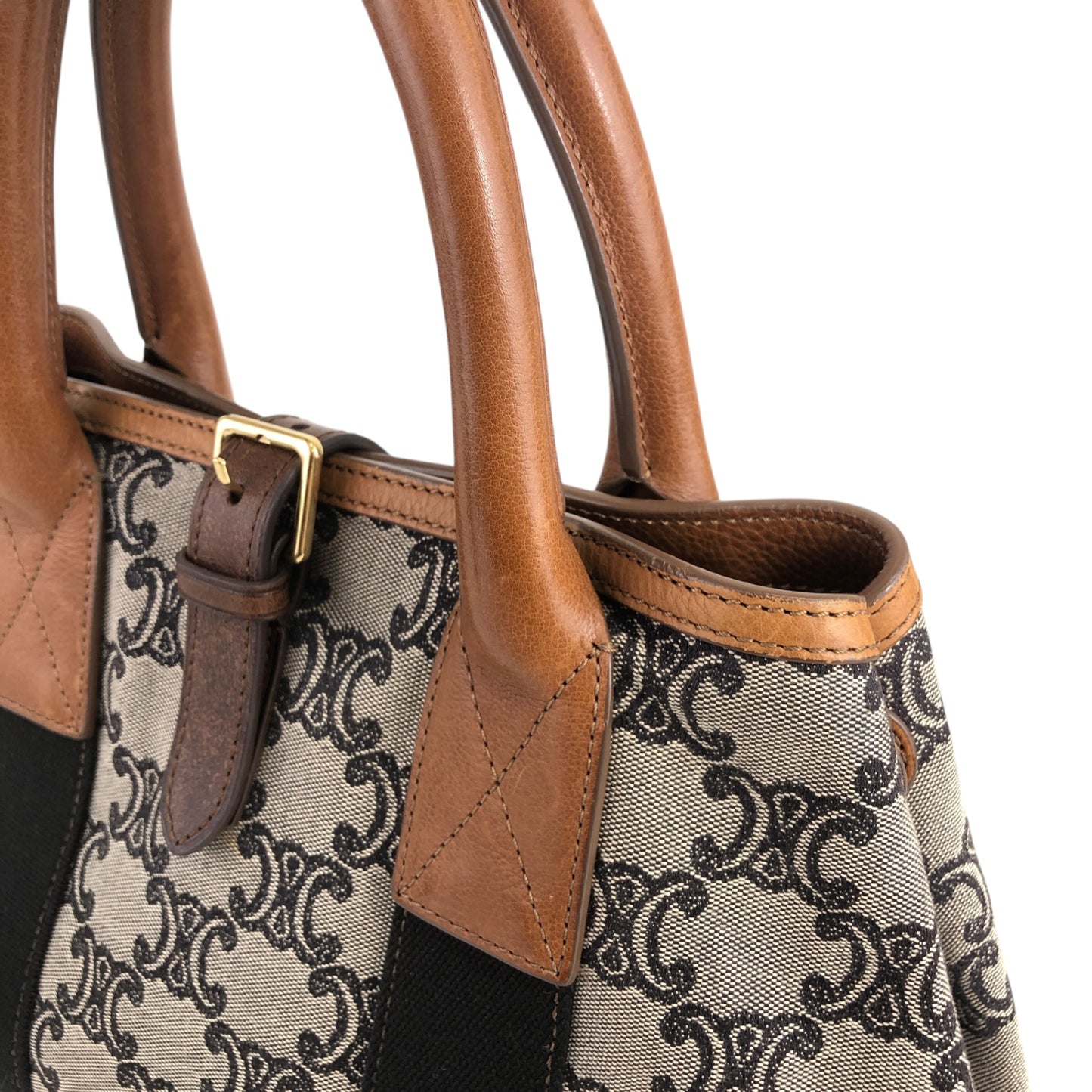 CELINE Blason Handbag Beige Vintage wz3ahs
