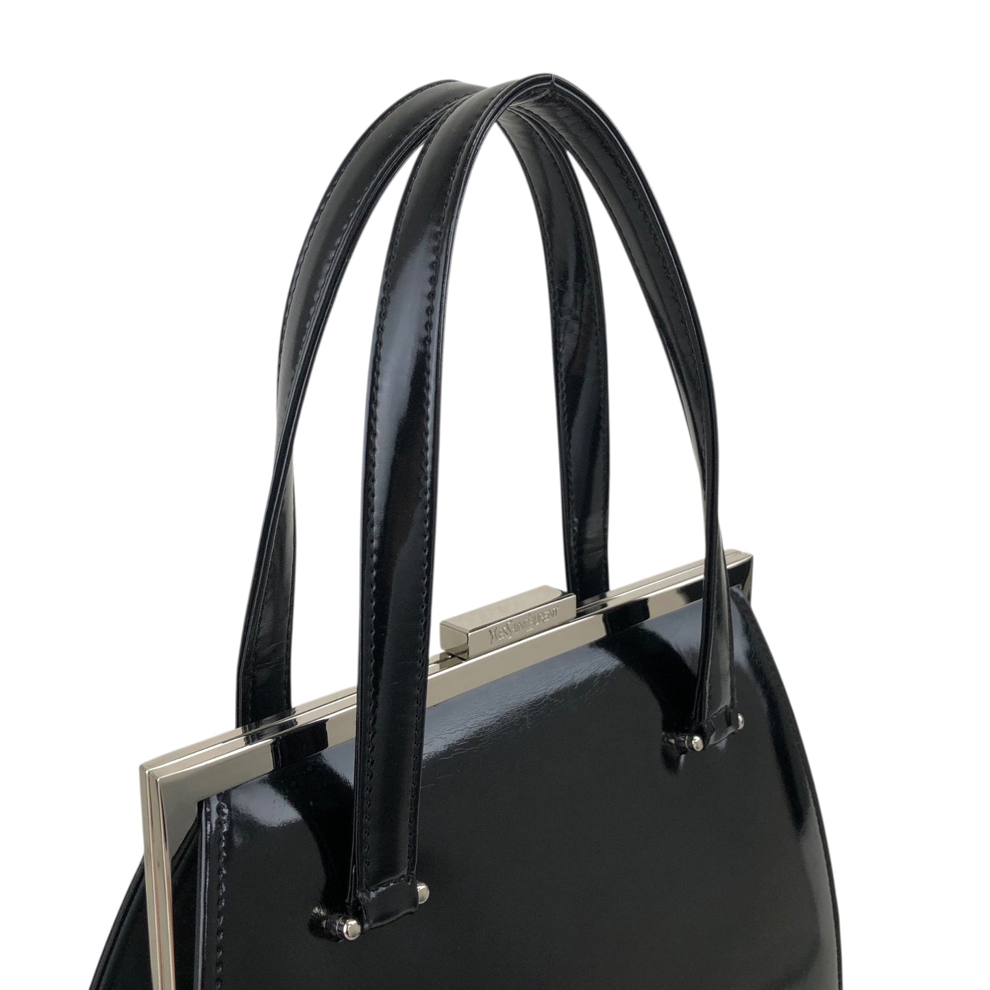 Yves Saint Laurent Metal Clasp Handbag Black Vintage km5h88