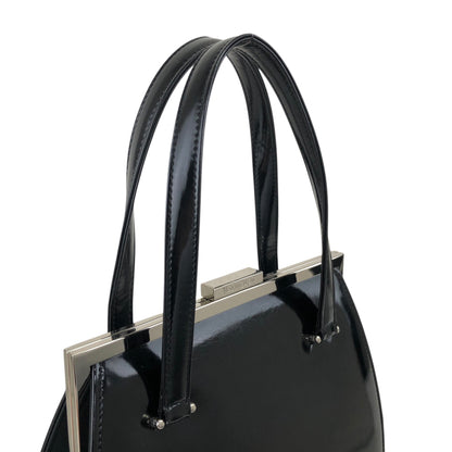 Yves Saint Laurent Metal Clasp Handbag Black Vintage km5h88
