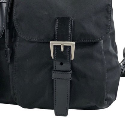 PRADA Triangle Logo Double Pocket Backpack Black Vintage sdny2f