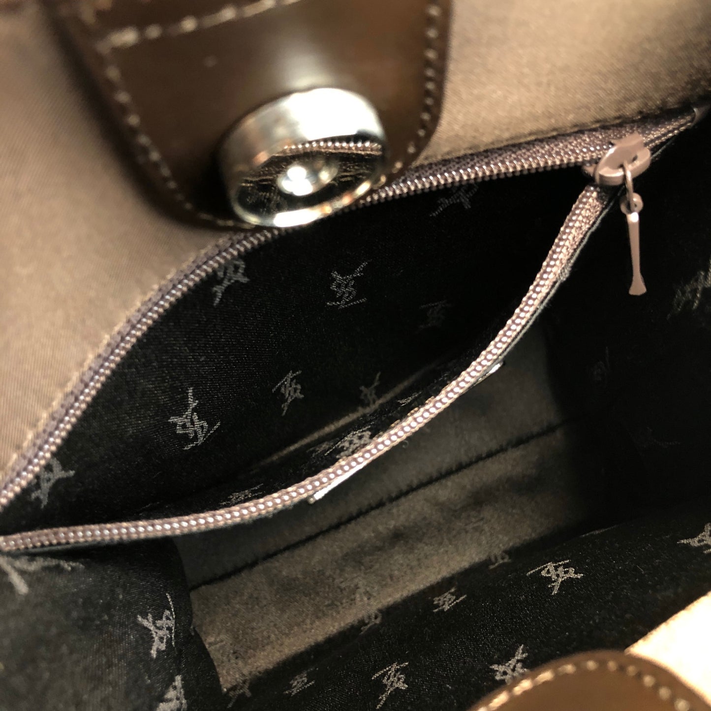 Yves Saint Laurent YSL Logo Handbag Brown Vintage byzve3