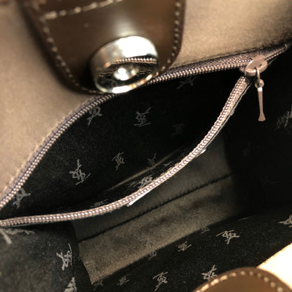 Yves Saint Laurent YSL Logo Handbag Brown Vintage byzve3