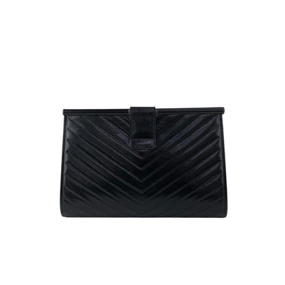 Yves Saint Laurent YSL Logo Bias Stitch Clutch bag Black Vintage b3p3mj