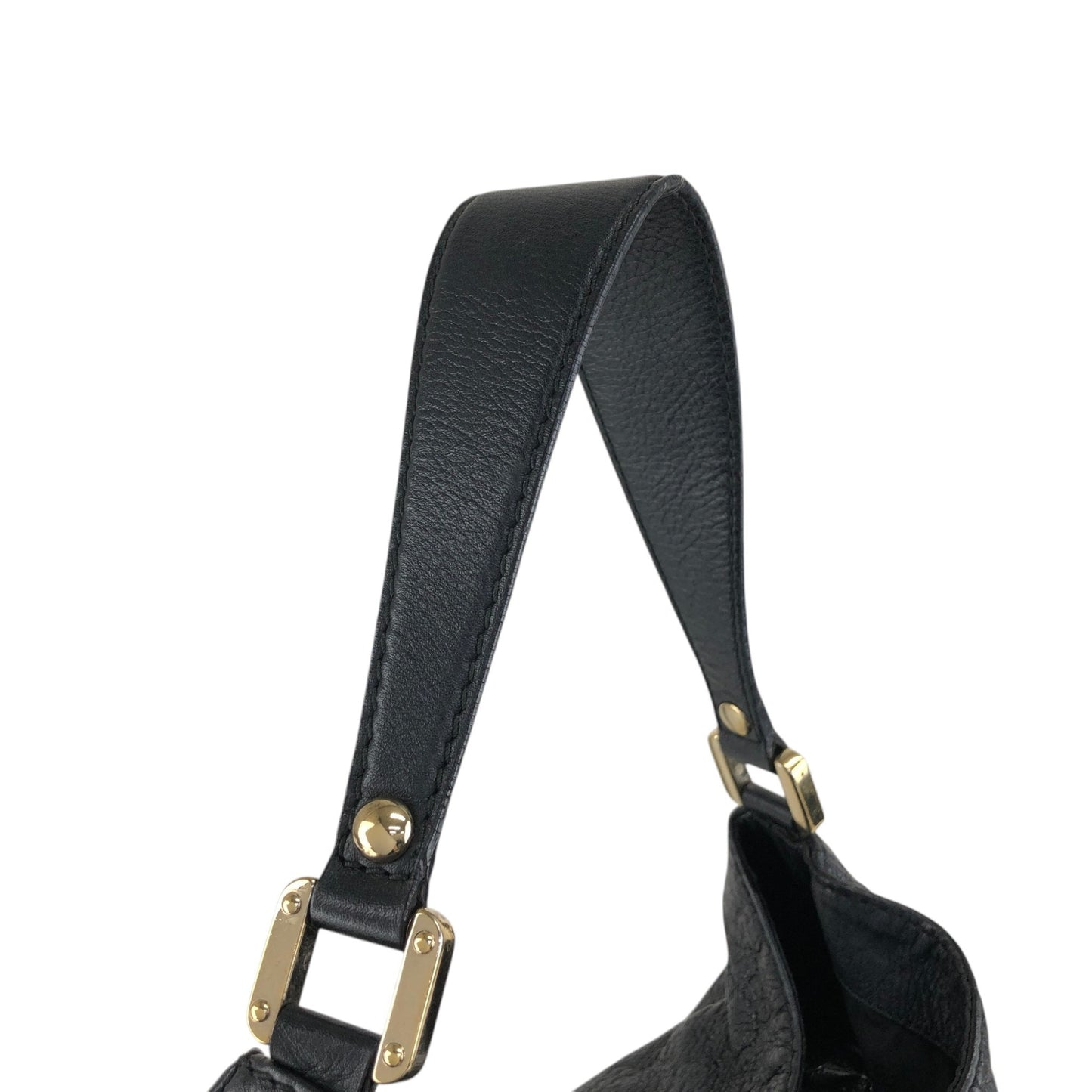 GUCCI Logo Shoulder bag Hobobag Black Vintage f2bysj