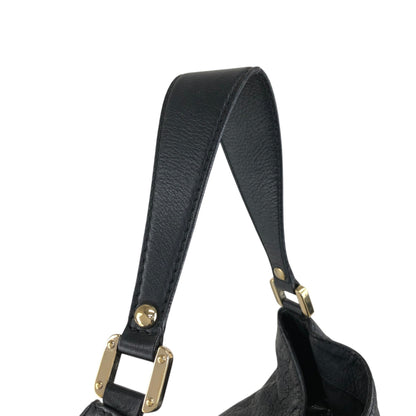 GUCCI Logo Shoulder bag Hobobag Black Vintage f2bysj
