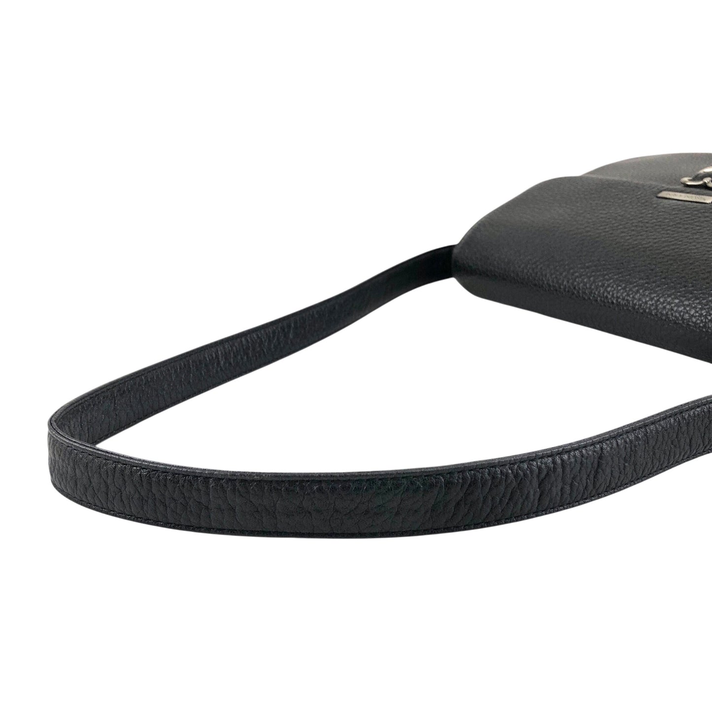 Yves Saint Laurent Logo Front Buckle Shoulder bag Black Vintage f6ymwp