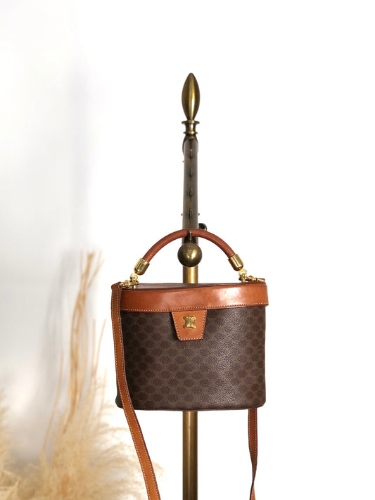 CELINE Macadam Blason Two-way Vanity bag Shoulder bag Brown Vintage me53ak
