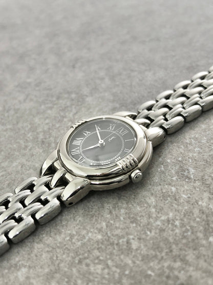 Yves Saint Laurent YSL Logo Quartz Watch Silver Vintage h6kph8