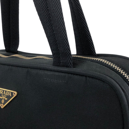 PRADA Tessuto Triangle Logo Padlock Handbag Black Vintage z2waww