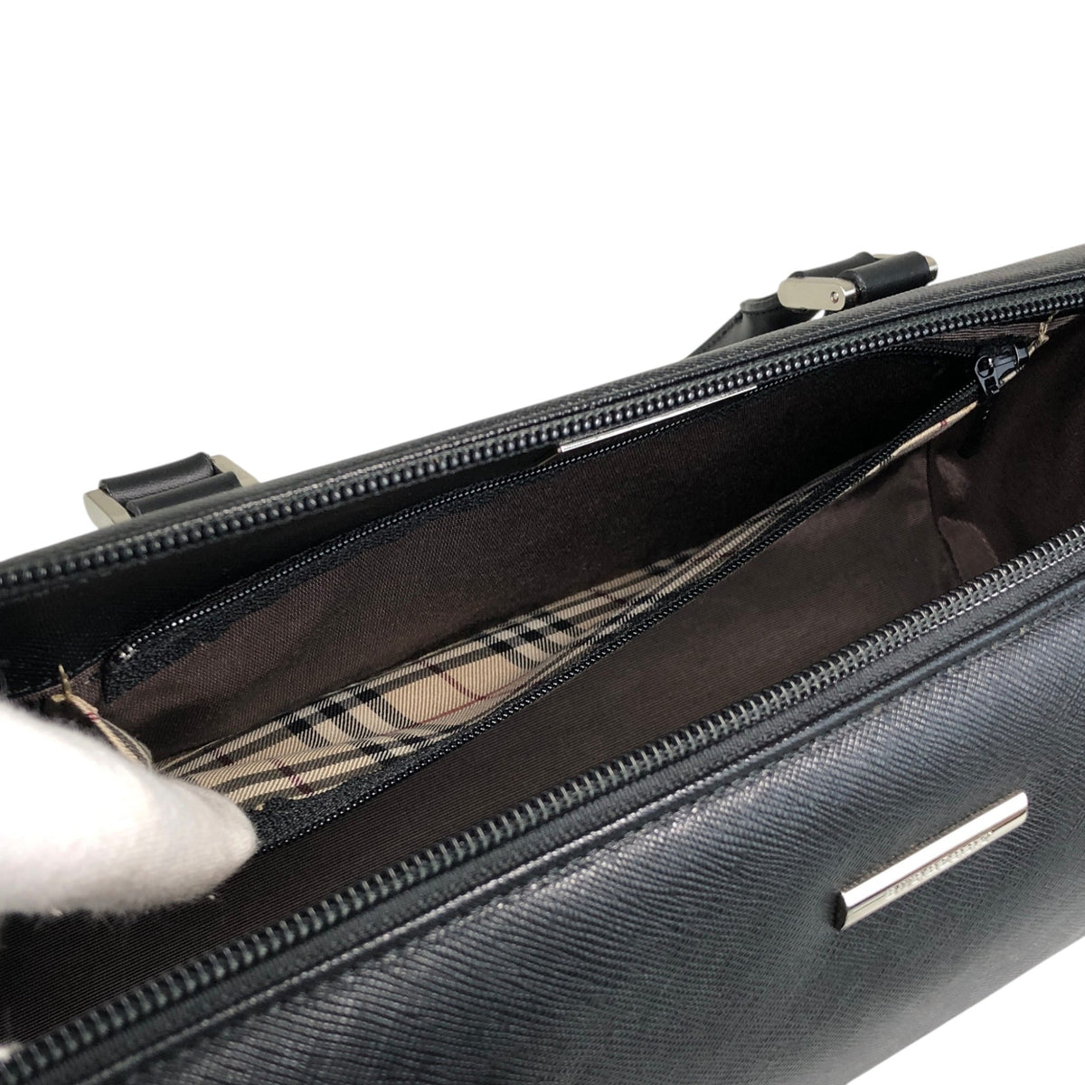 BURBERRY Logo Handbag Black Vintage 6vdsyy