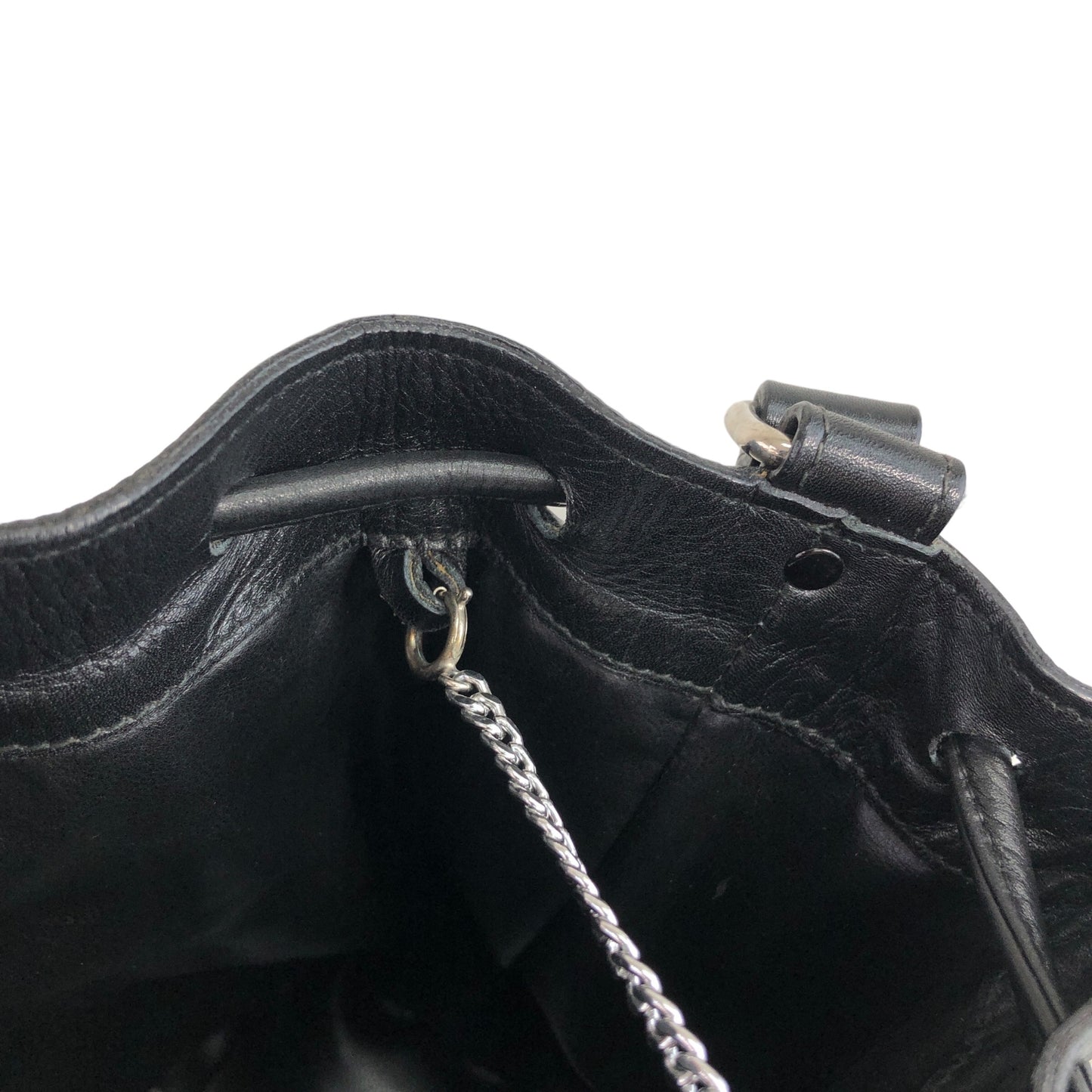 CELINE Drawstring Shoulder bag Black Vintage zazekc