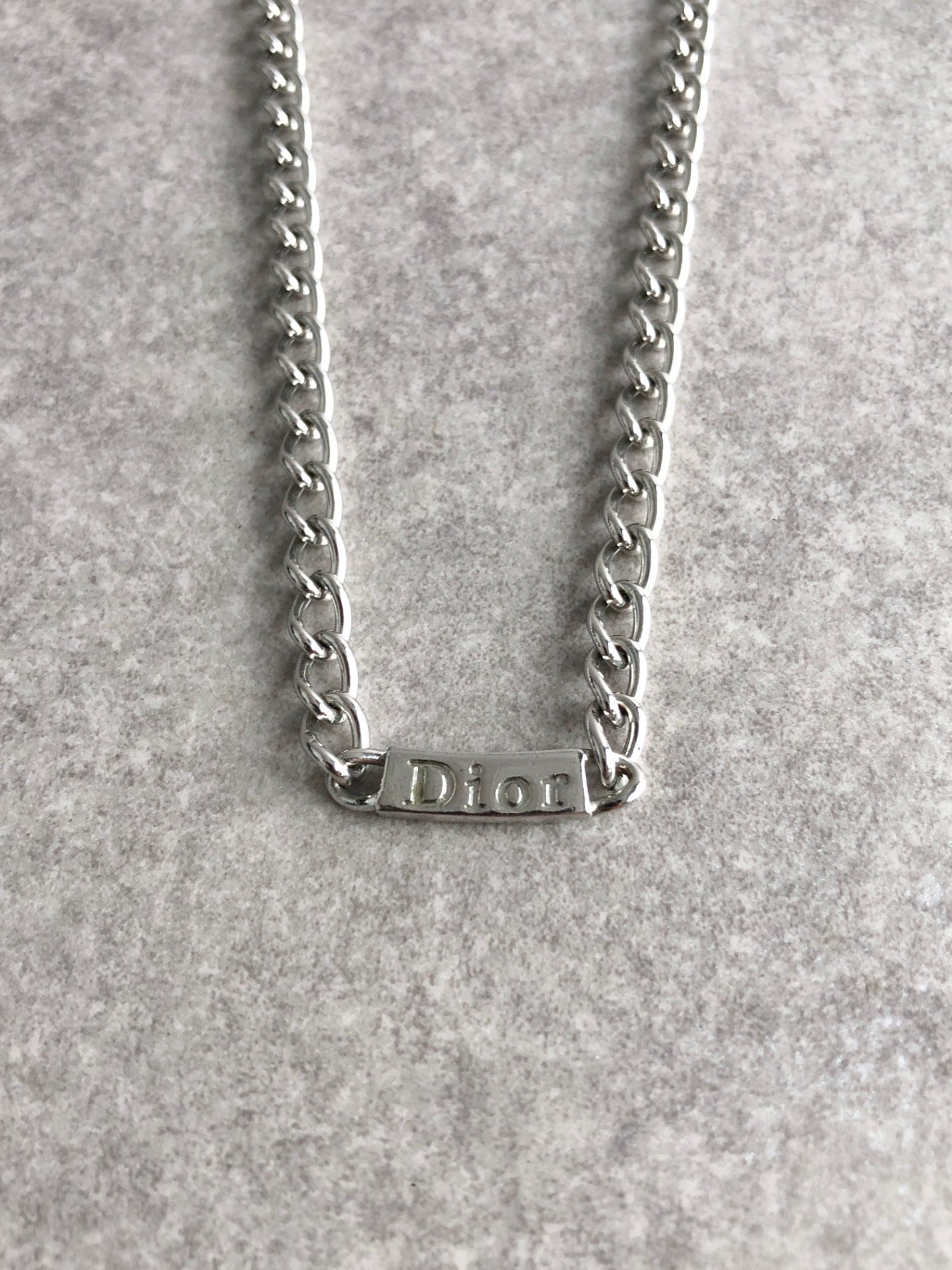 Christian Dior Logo Motif Necklace Silver Vintage ziaan3