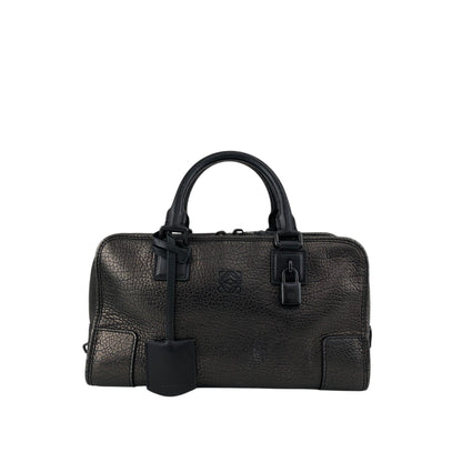 LOEWE Amazona Anagram Small Boston bag Handbag Metallic Black Vintage zmwhrn