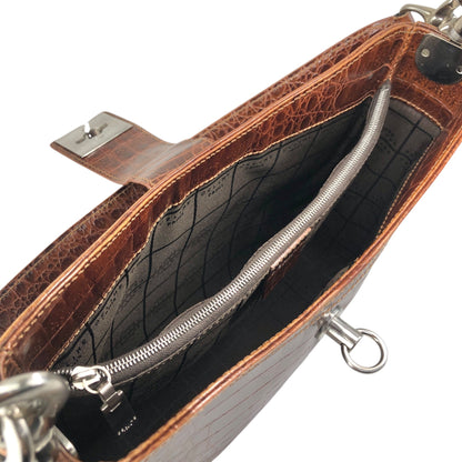 CELINE Gancini Shoulder bag Brown Vintage uh6ta4