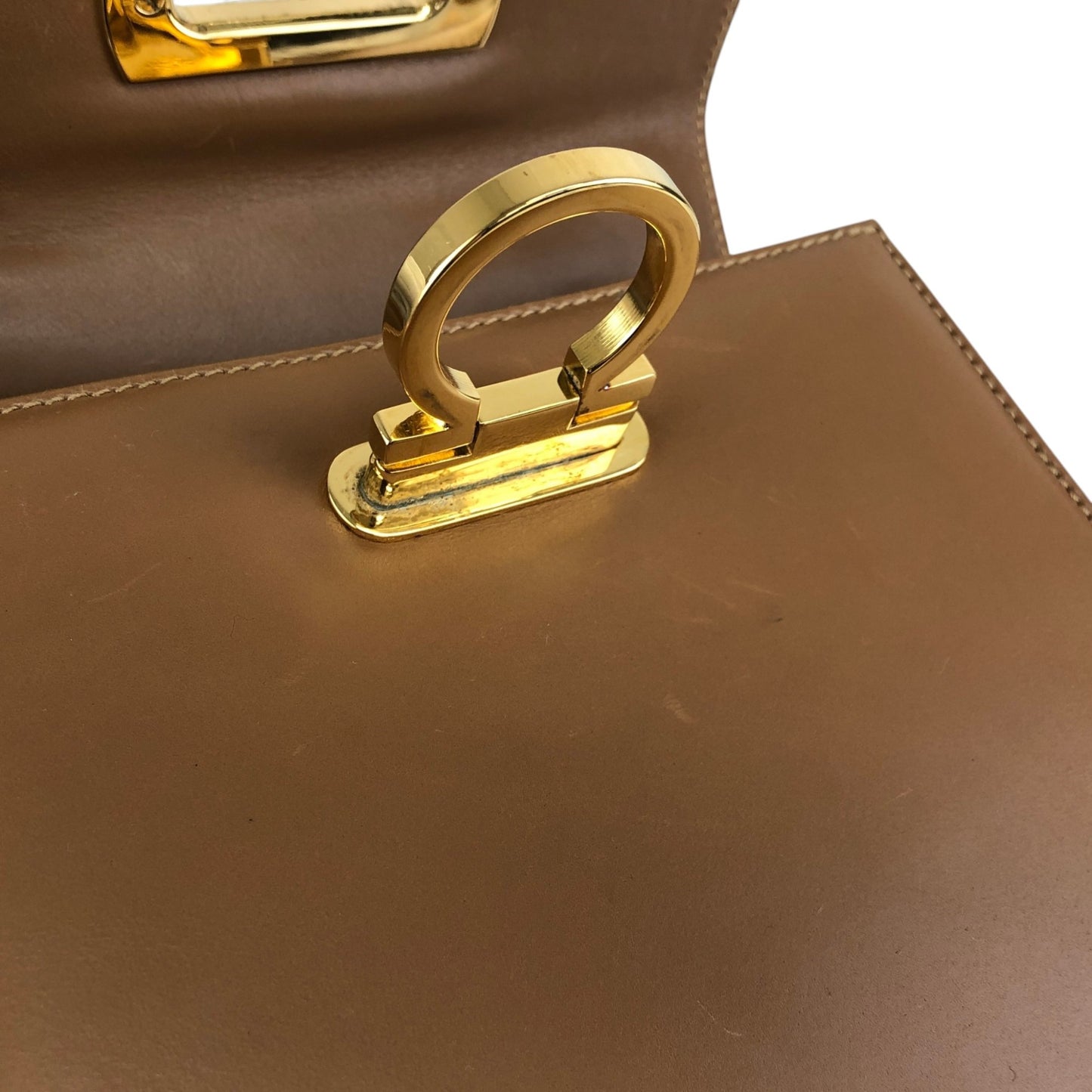 Salvatore Ferragamo Gancini Two-way Handbag Shoulder bag Brown Vintage 6t6kdf