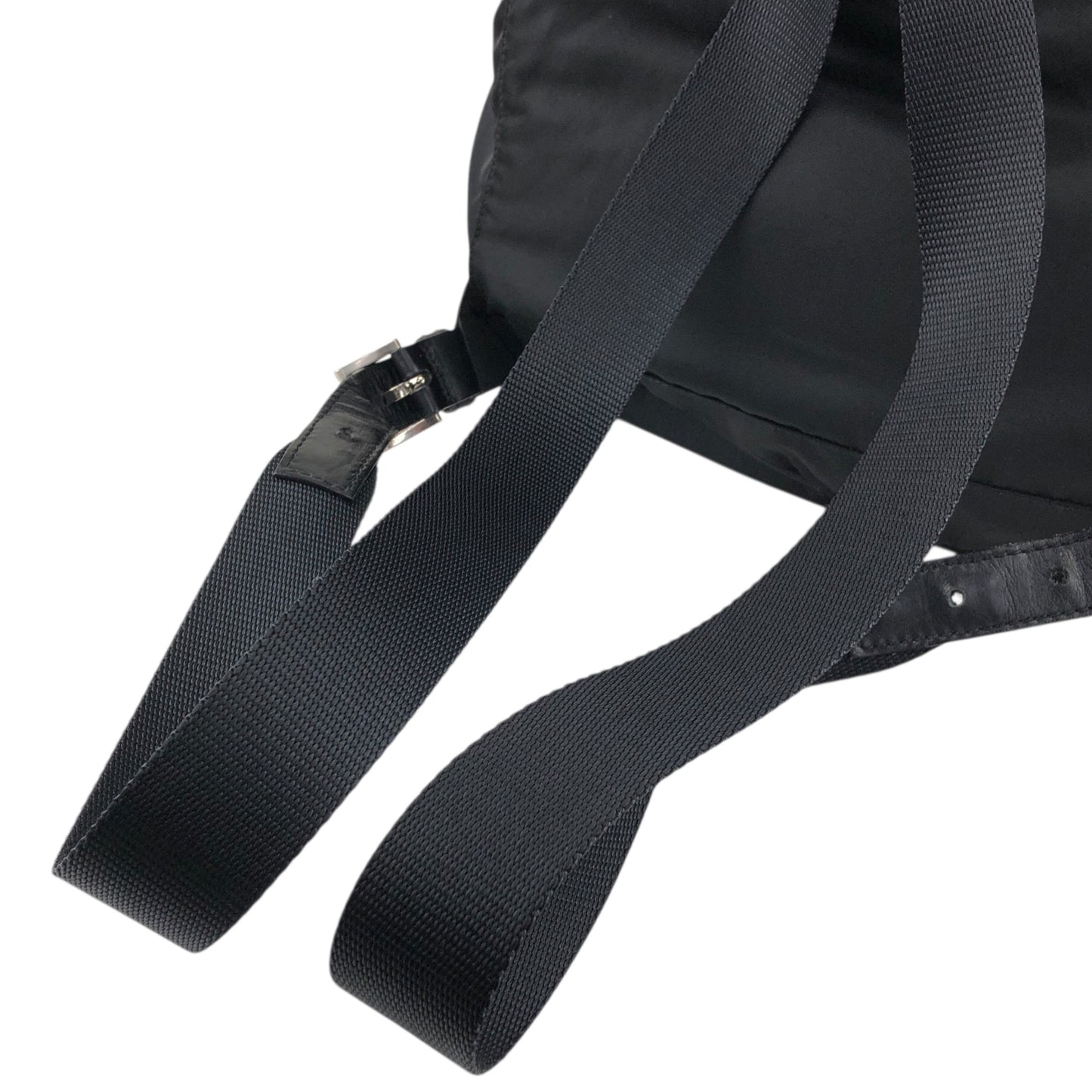 PRADA Tessuto Triangle Logo Backpack Black Vintage rj533h