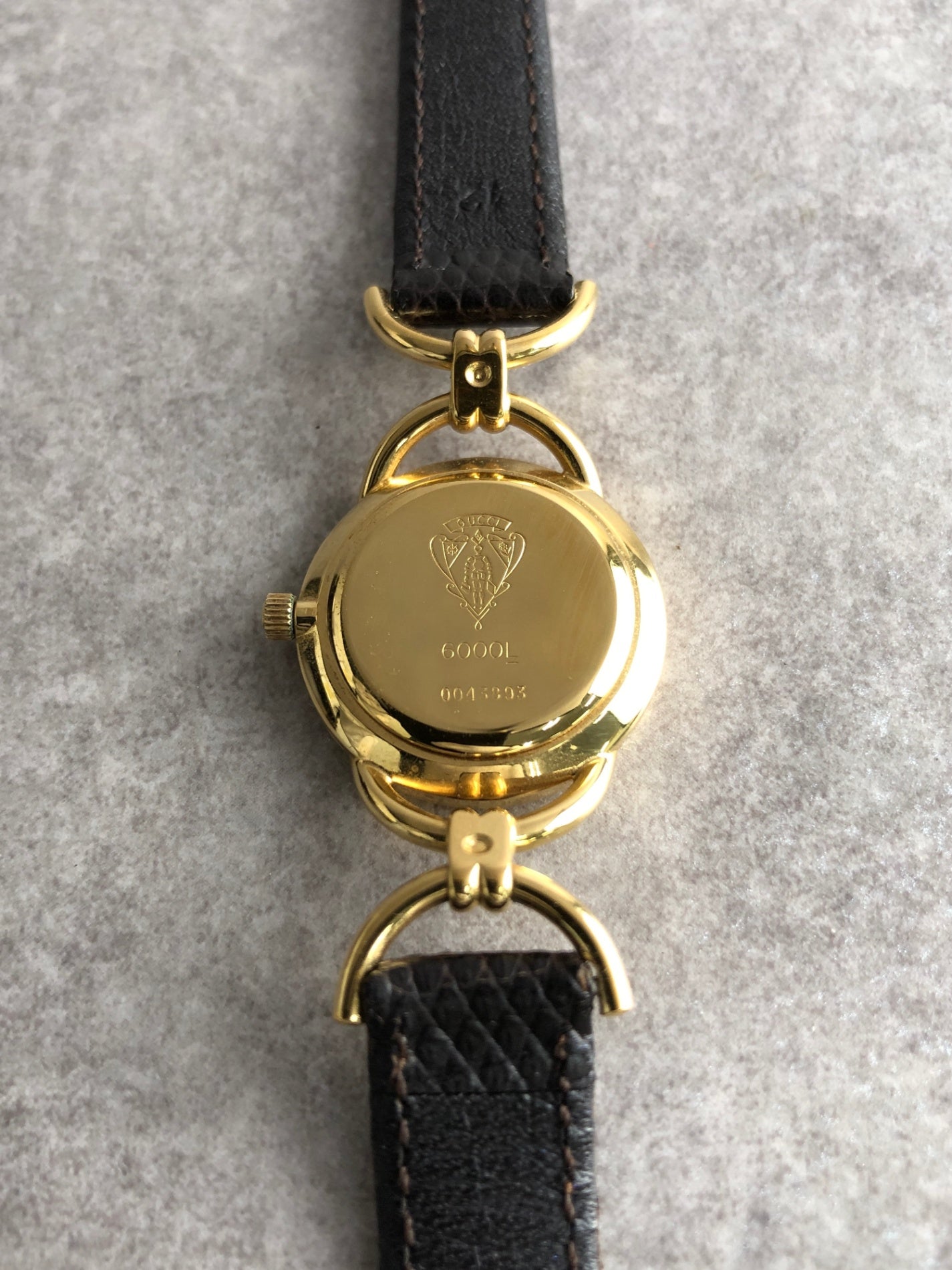 GUCCI Logo Quartz Watch Gold 6000L Vintage c25zxe