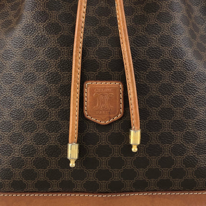 CELINE Macadam Blason Drawstring Shoulder bag Brown Vintage s6mkjn