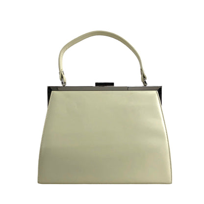 Yves Saint Laurent Logo Leather Handbag Beige Vintage brtxwd