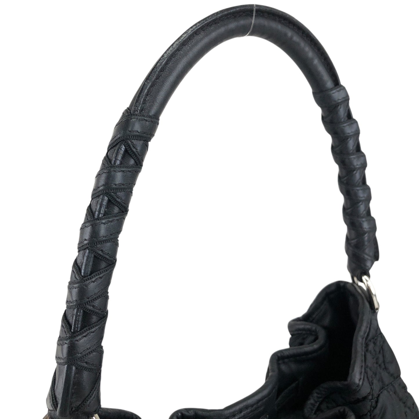 Christian Dior Cannage Logo Charm Shoulder bag Hobobag Black Vintage j5gaea