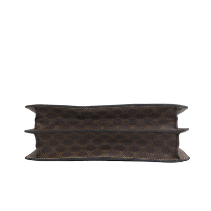 CELINE Macadam Horse Bit Double Flap Handbag Brown Vintage ji65m3