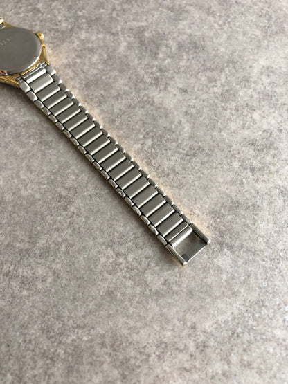 Yves Saint Laurent YSL Logo Watch Silver×Black Vintage as4e87