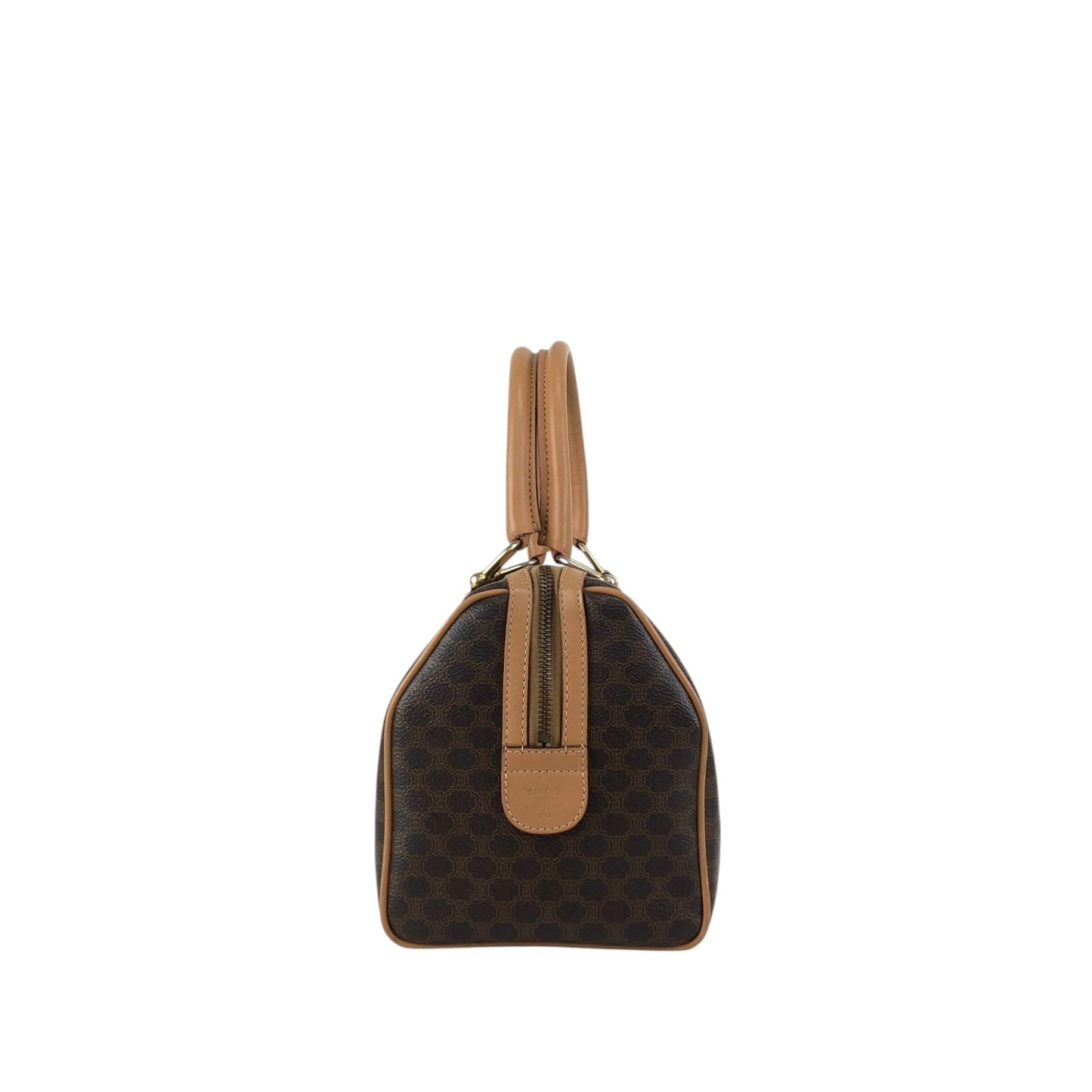 CELINE Macadam Small Boston bag Handbag Brown Vintage 2iu55c