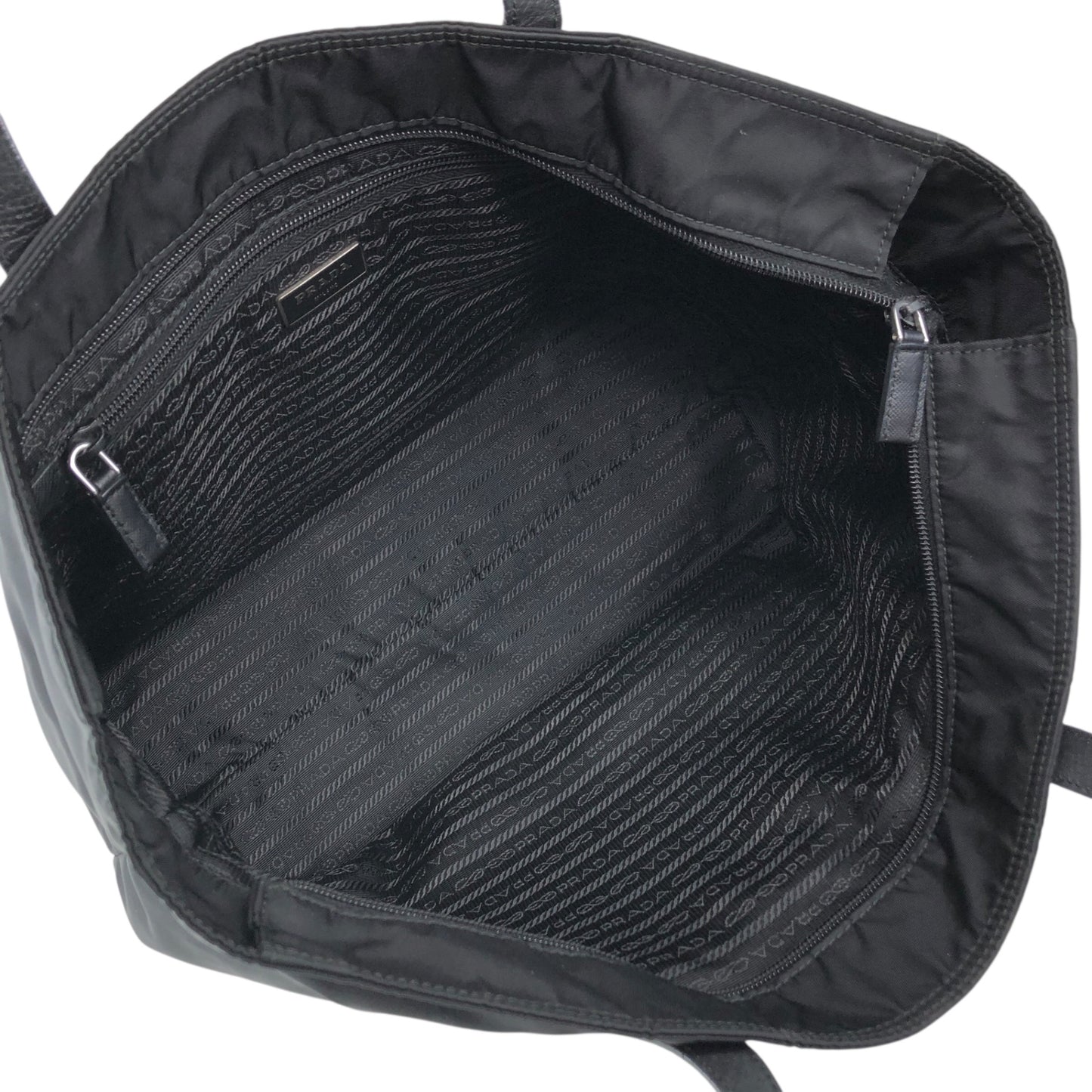 PRADA Triangle Logo Front Pocket Totebag Black Vintage p2sa5n