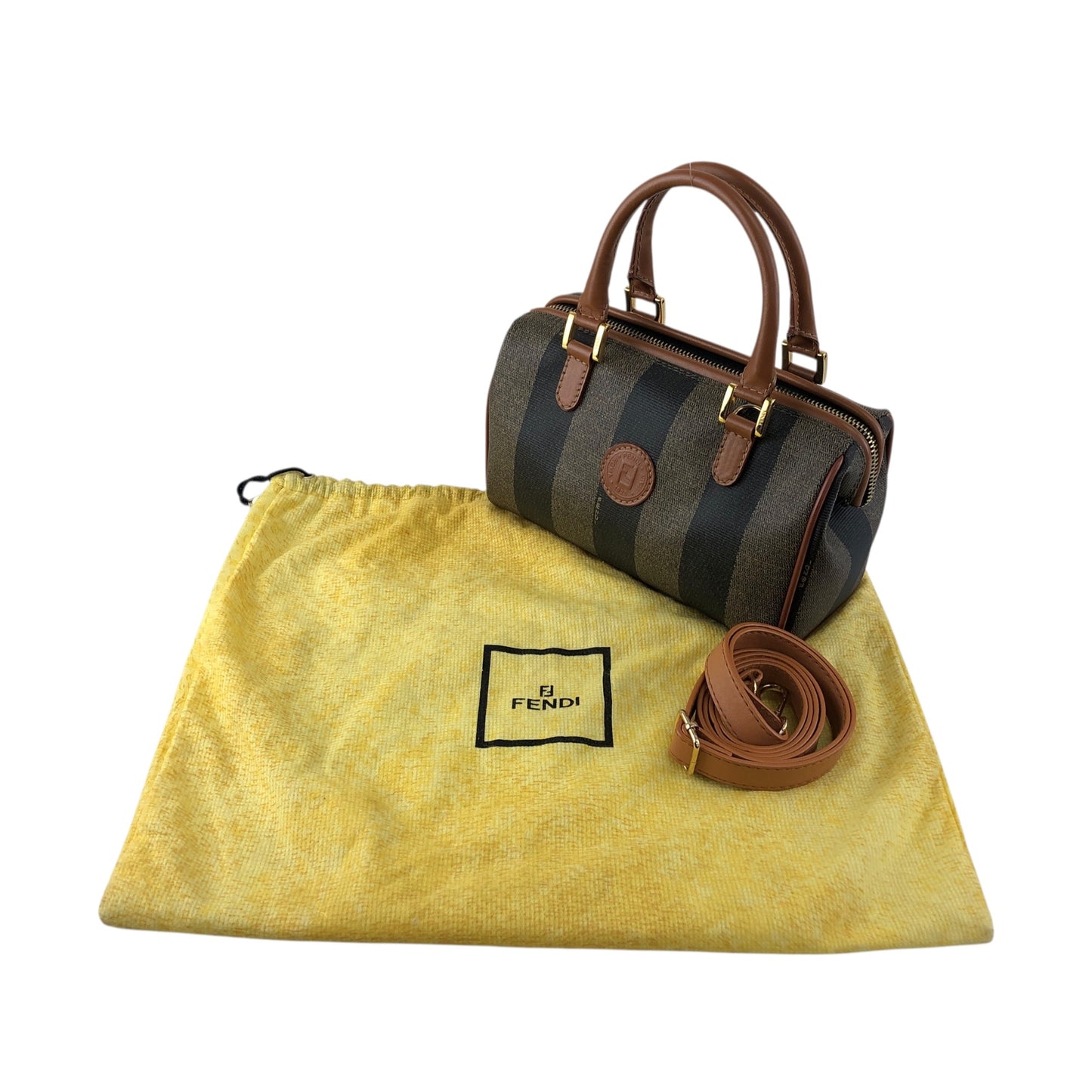 FENDI Pecan Two-way Small Boston bag Shoulder bag Brown Vintage bcu358