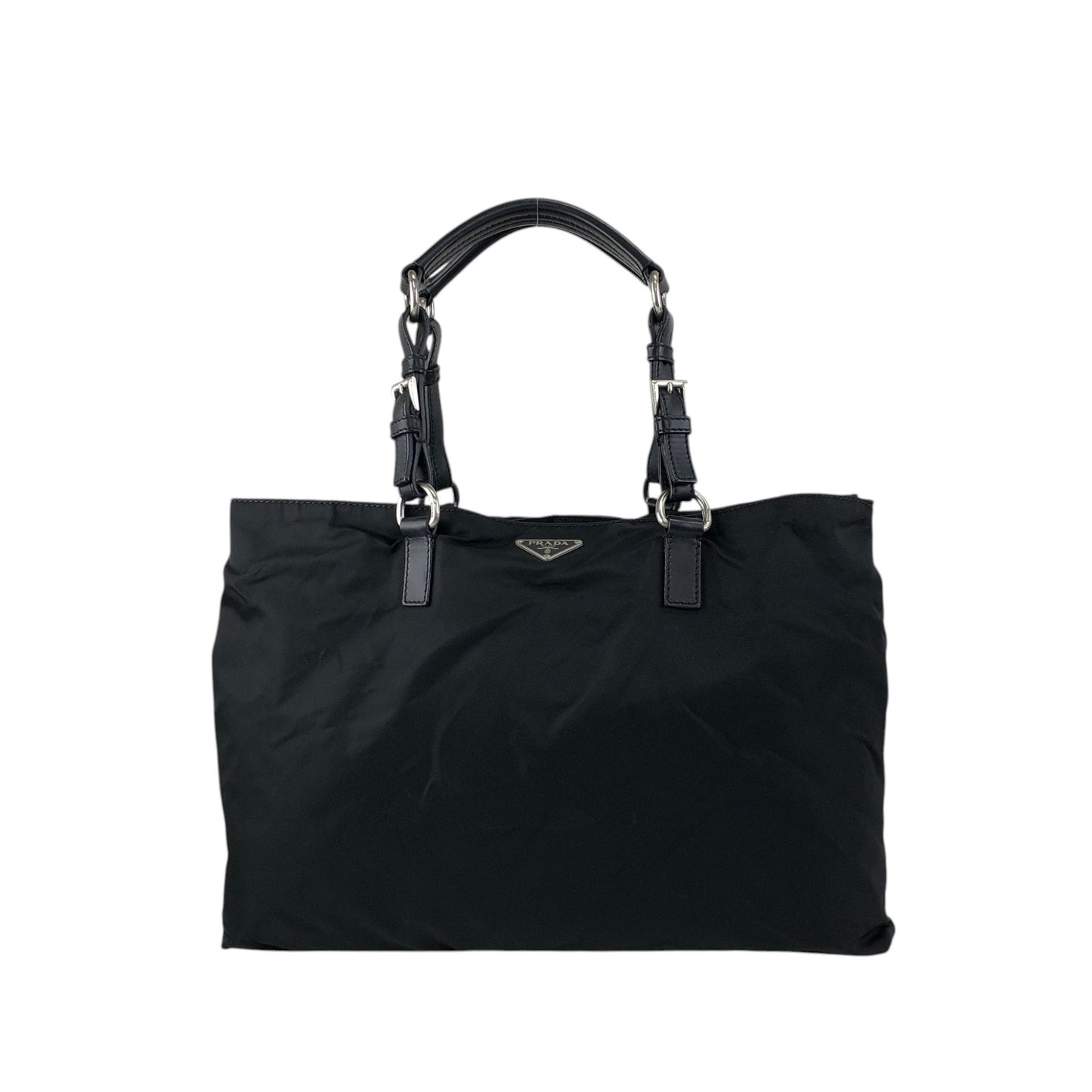 PRADA Tessuto Triangle Logo Totebag Black Vintage 4f8fnv