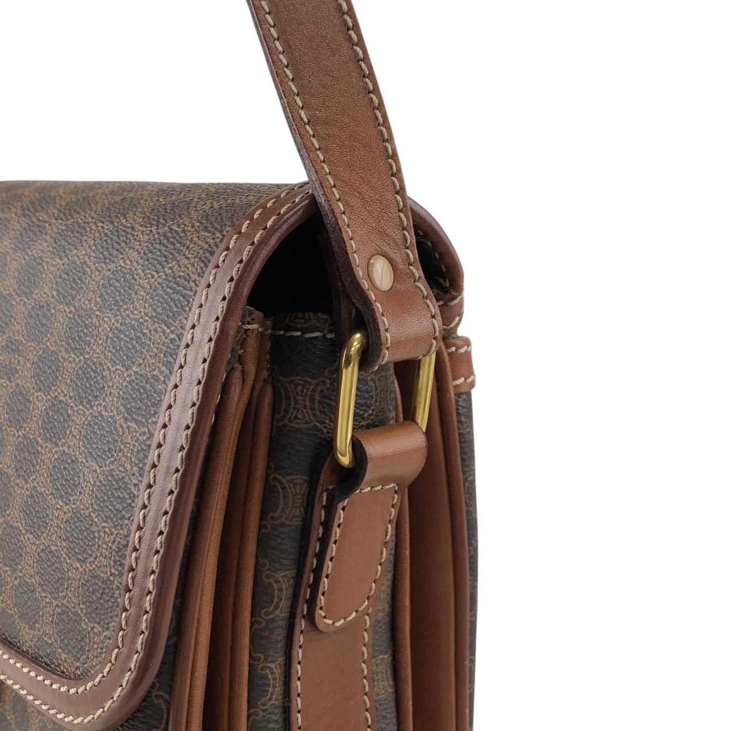 CELINE Macadam Horseshoe Shoulder bag Brown Vintage mxtw8i