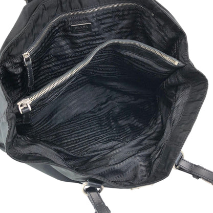 PRADA Triangle Logo Handbag Totebag Black Vintage ezvjia