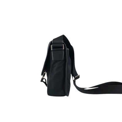 PRADA Tessuto Triangle Logo Front Buckle Shoulder bag Black Vintage 78def6