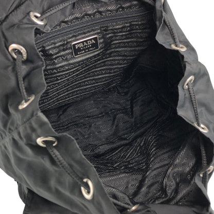 PRADA Tessuto Triangle Logo Double Pocket Backpack Black Vintage rr2dvd