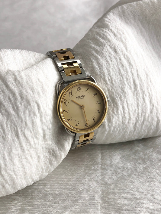 HERMES Quartz Watch Gold×Silver Vintage th72re