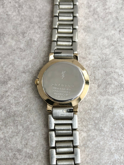 Yves Saint Laurent Quartz Watch Silver Gold 2200-229789Y Vintage ss777s