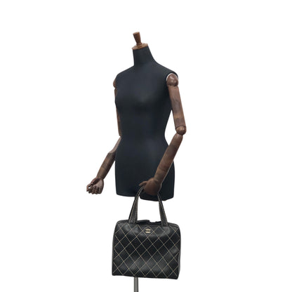 CHANEL Coco Mark Wild Stitch Totebag Black Vintage hvn8p8