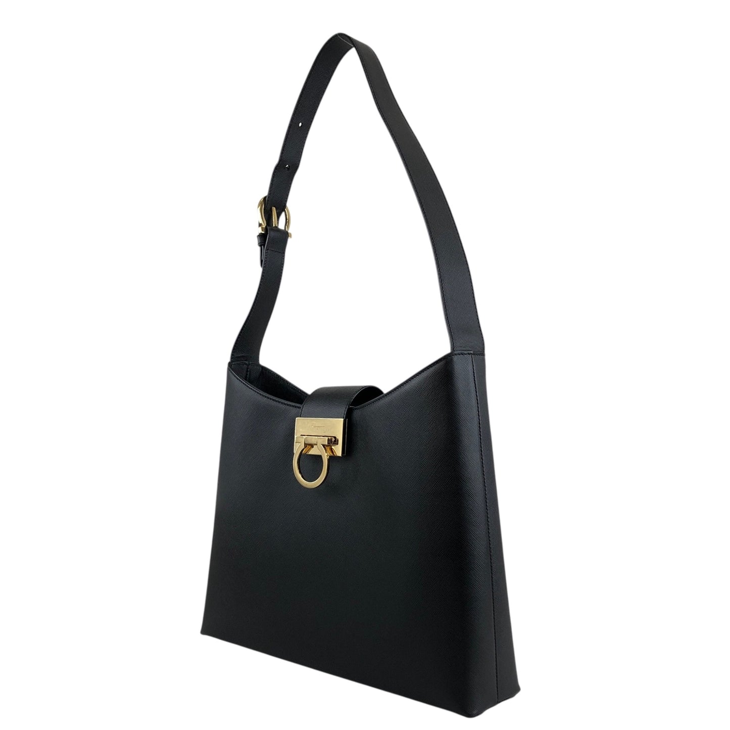 Salvatore Ferragamo Gancini Shoulder bag Black Vintage kz7n2r