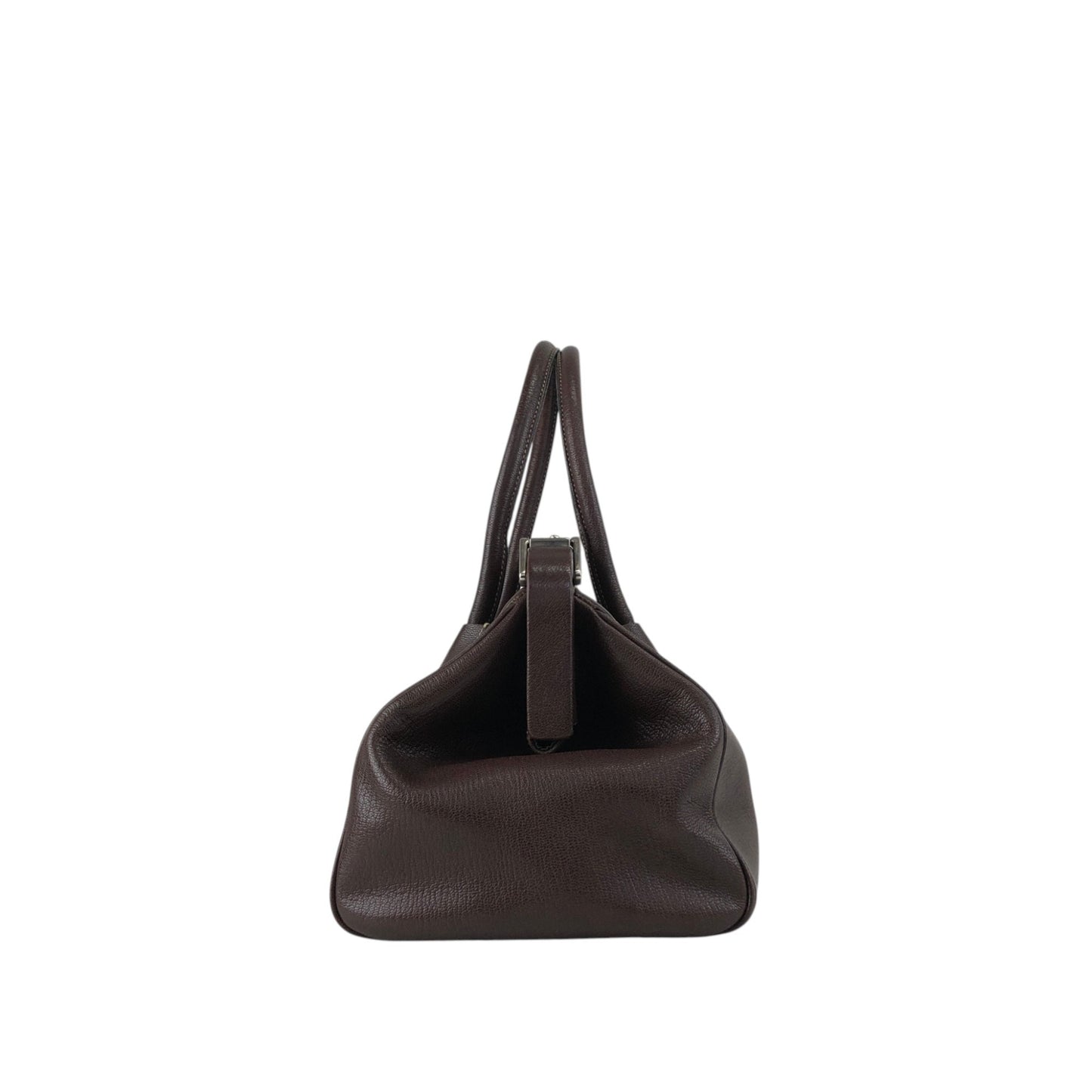 PRADA Metal Clasp Handbag Brown Vintage zwwp2k