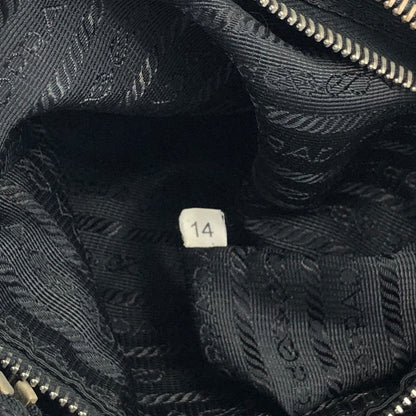 PRADA Triangle Logo  Nylon Leather Shoulder bag Hobobag Black Vintage zx7az8