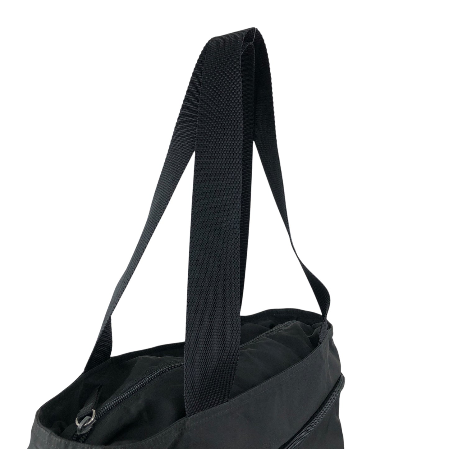 PRADA Tessuto Triangle Logo Front Zipper Totebag Black Vintage vda5bg