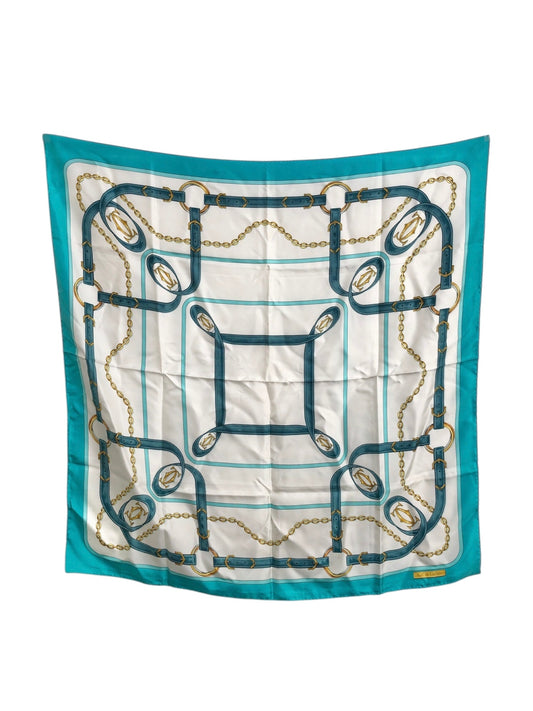 Cartier Silk Scarf White×Blue Vintage v2jmna
