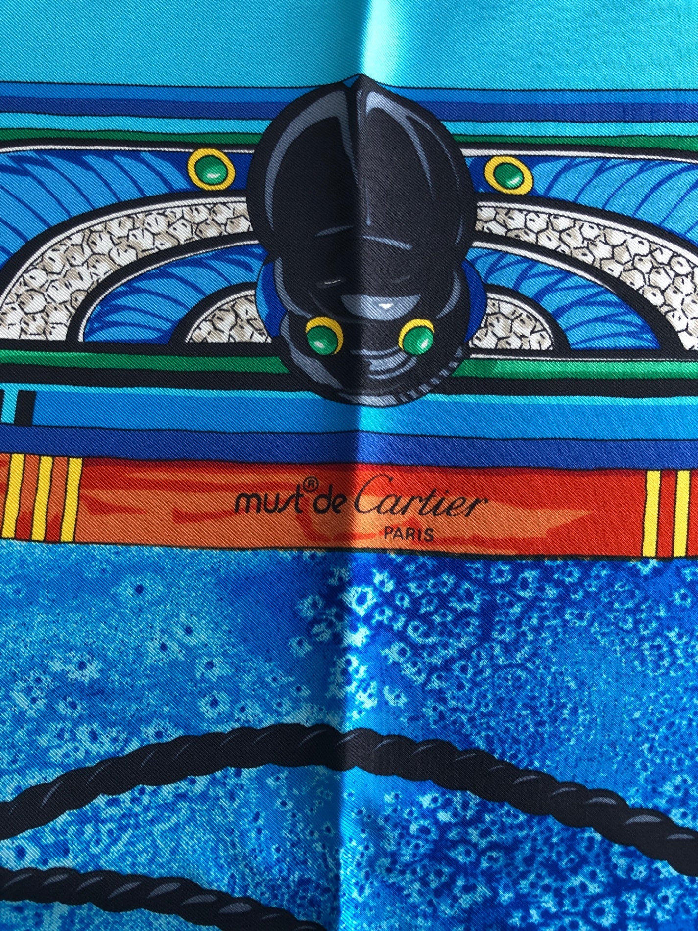Cartier SILK Scarf Blue Vintage mpibp6