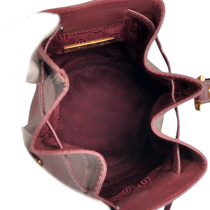 Cartier Logo Embossed Drawstring Shoulder bag Bordeaux Vintage 4by856