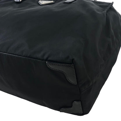PRADA Triangle Logo Nylon Handbag Black Vintage mhpjft