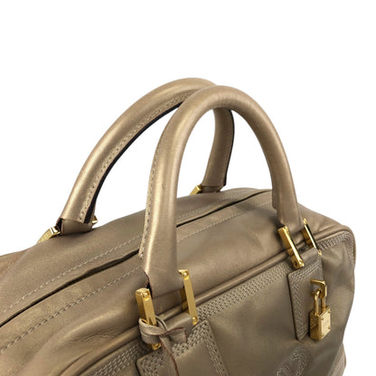 LOEWE Amazona Anagram Small Boston bag Handbag Gold Vintage unh432