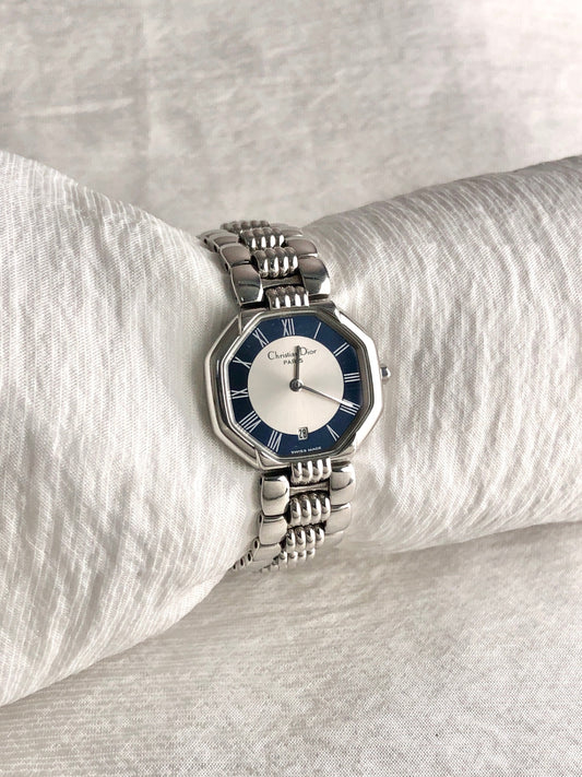 Christian Dior Watch Silver×Black D48-106-1 Vintage vmjvnd